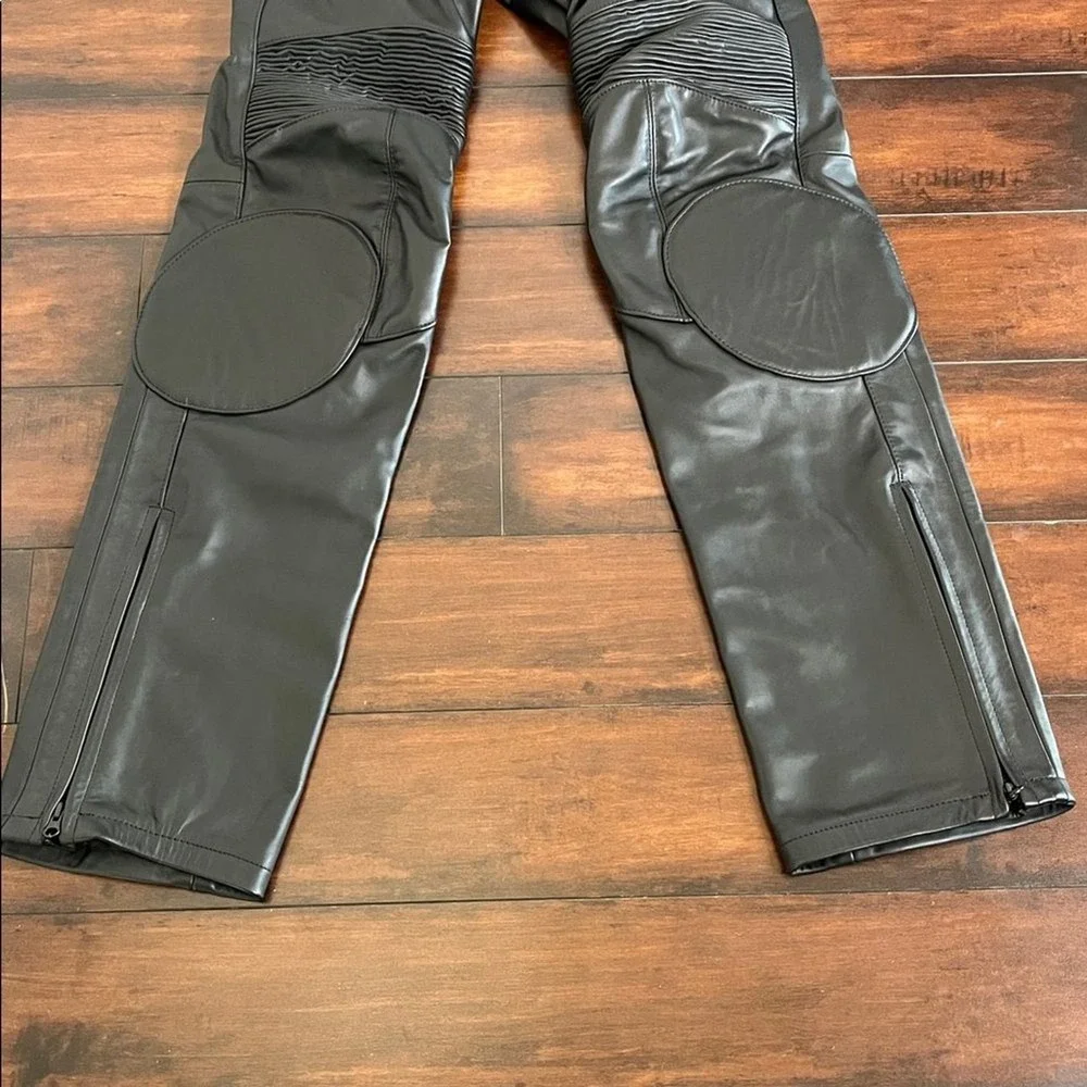 $895 Harley Davidson X Vanson Women Moto Leather Straight Pants size 2 Black NWT